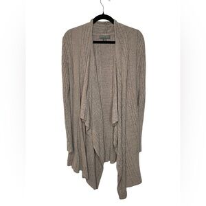 Barefoot Dreams Bamboo Chic Lite L/XL Tan Gray Ribbed Cardigan style 449